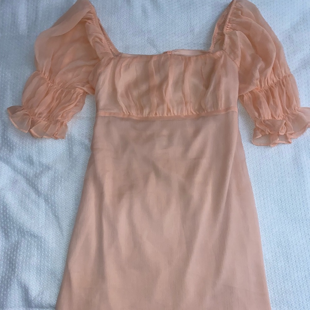 Peach Mini Dress with Big Sleeves - Small